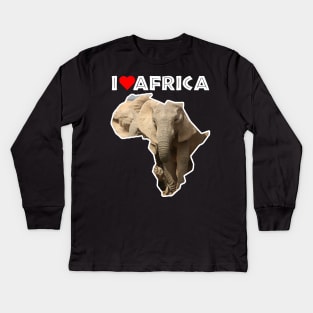 I Love Africa Elephant Mother and Calf Kids Long Sleeve T-Shirt